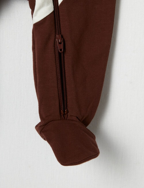 Teeny Weeny Sleep Stripe Bear Sleepsuit, Brown product photo View 03 L