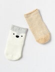 Simon De Winter Terry Roll Top Fox Crew Socks, 2-Pack, Neutral & Cream product photo
