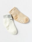 Simon De Winter Terry Roll Top Fox Crew Socks, 2-Pack, Neutral & Cream product photo View 03 S