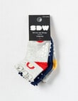 Simon De Winter Garden Crew Sock, 3-Pack, Blue & Grey product photo View 02 S