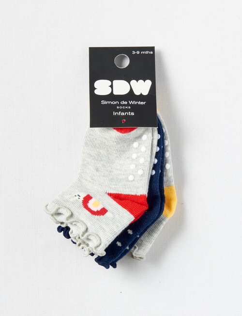 Simon De Winter Garden Crew Sock, 3-Pack, Blue & Grey product photo View 02 L