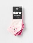 Simon De Winter Peekaboo Animal Crew Sock, 3-Pack, Pink product photo View 02 S