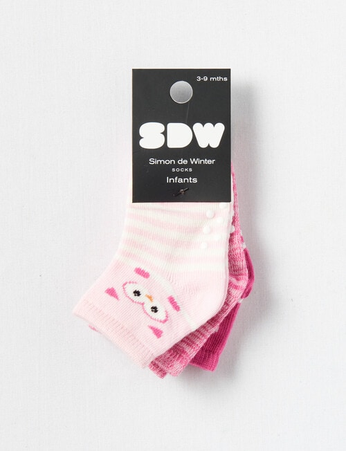 Simon De Winter Peekaboo Animal Crew Sock, 3-Pack, Pink product photo View 02 L