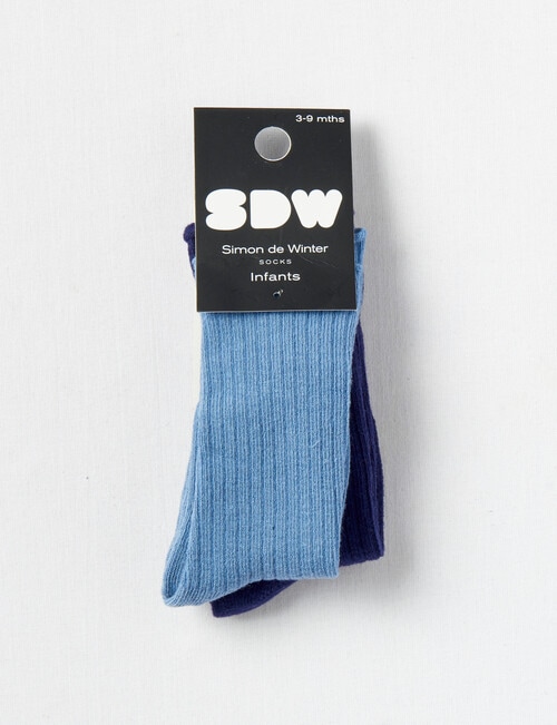 Simon De Winter Rib Knee High Socks, 2-Pack, Blue product photo View 02 L