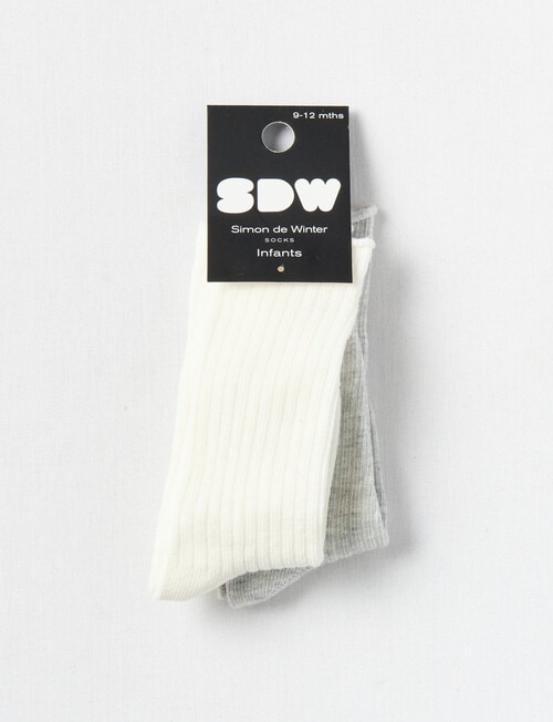 Simon De Winter Rib Knee High Socks, 2-Pack, Grey & Cream product photo View 02 L