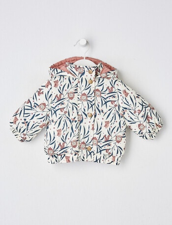 Teeny Weeny Floral Puffer Jacket, Cream product photo