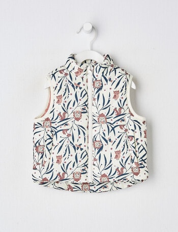 Teeny Weeny Floral Puffer Vest, Cream product photo