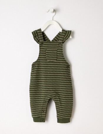 Teeny Weeny Jaquard Striped Overalls, Blackboard Green product photo