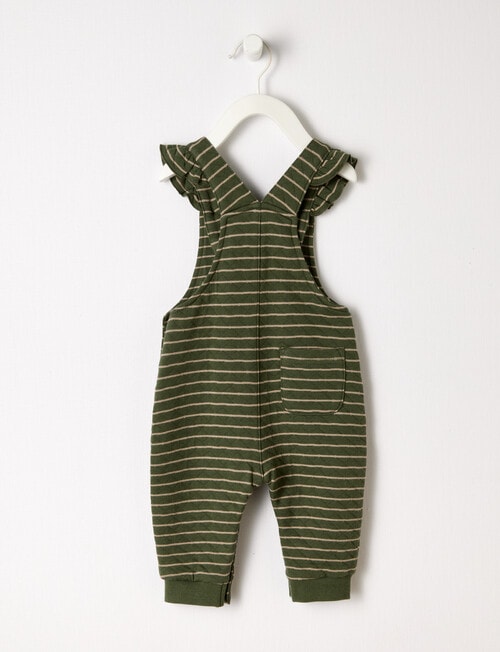 Teeny Weeny Jaquard Striped Overalls, Blackboard Green product photo View 02 L