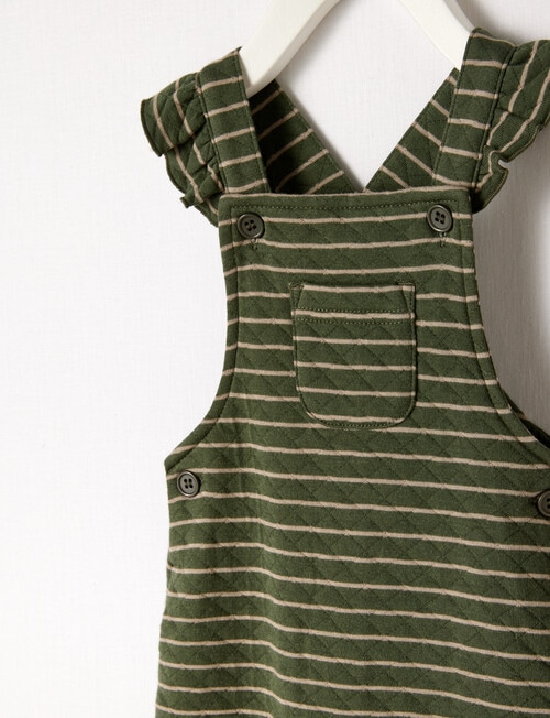 Teeny Weeny Jaquard Striped Overalls, Blackboard Green product photo View 03 L