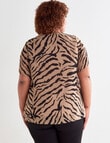 Studio Curve Animal Print Double Layer Top, Beige product photo View 02 S