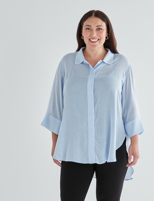 Studio Curve Pinstripe Shirt, Blue product photo