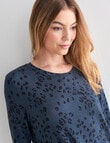 Zest Sleep Graphite Animal Long Sleeve Soft Touch Nightie, Blue product photo View 04 S