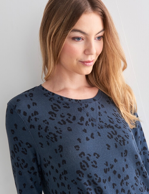 Zest Sleep Graphite Animal Long Sleeve Soft Touch Nightie, Blue product photo View 04 L