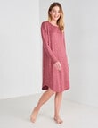 Zest Sleep Long Sleeve Soft Touch Nightie, Rosewood Leaf product photo View 03 S