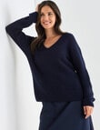 Whistle V-Neck Fluffy Jumper, Midnight product photo View 05 S