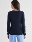 Whistle Sleep V-Neck Henley Top, Navy product photo View 02 S