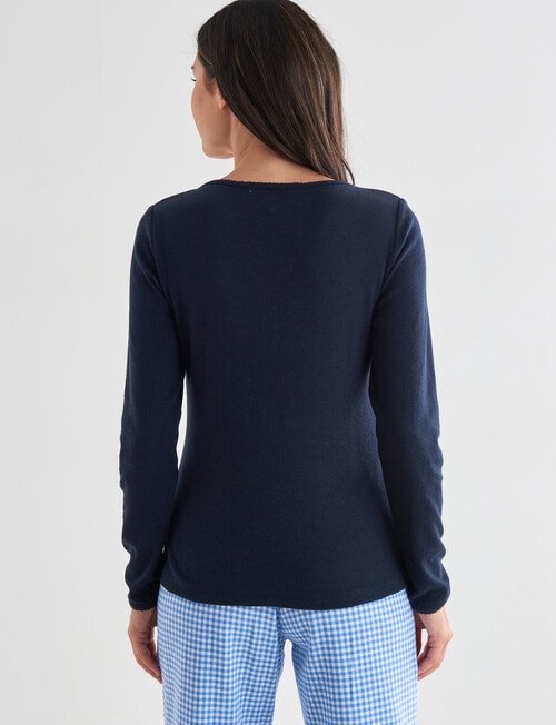 Whistle Sleep V-Neck Henley Top, Navy product photo View 02 L