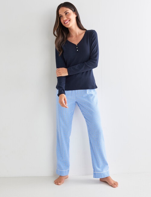 Whistle Sleep V-Neck Henley Top, Navy product photo View 03 L