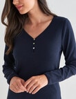 Whistle Sleep V-Neck Henley Top, Navy product photo View 04 S