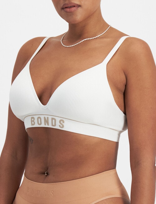 Bonds Retro Rib Wirefree Tee Bra, White & Blushed, 6-22 product photo View 02 L