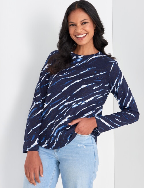 Zest Organic Cotton Tie Dye Long Sleeve Tee, Navy product photo View 05 L