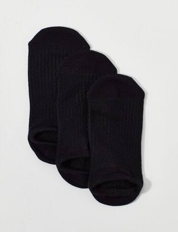 Lyric Viscose Rib Liner Sock, 3-Pack, Black product photo