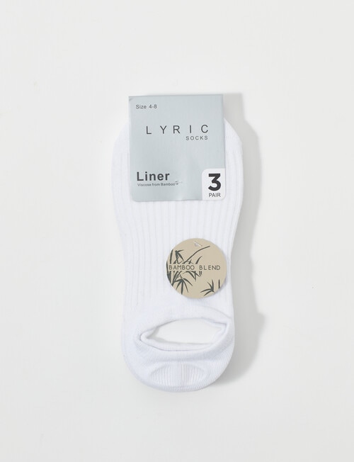 Lyric Viscose Rib Liner Sock, 3-Pack, White product photo View 02 L