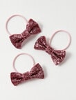 Mac & Ellie Glitter Bow Hair Tie, 3-Pack, Pink product photo