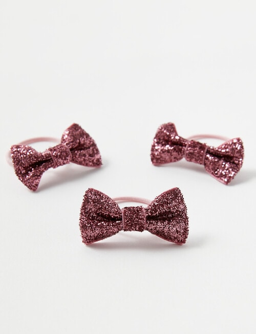 Mac & Ellie Glitter Bow Hair Tie, 3-Pack, Pink product photo View 03 L