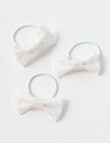 Mac & Ellie Glitter Bow Hair Tie, 3-Pack, Silver product photo