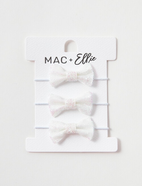 Mac & Ellie Glitter Bow Hair Tie, 3-Pack, Silver product photo View 02 L