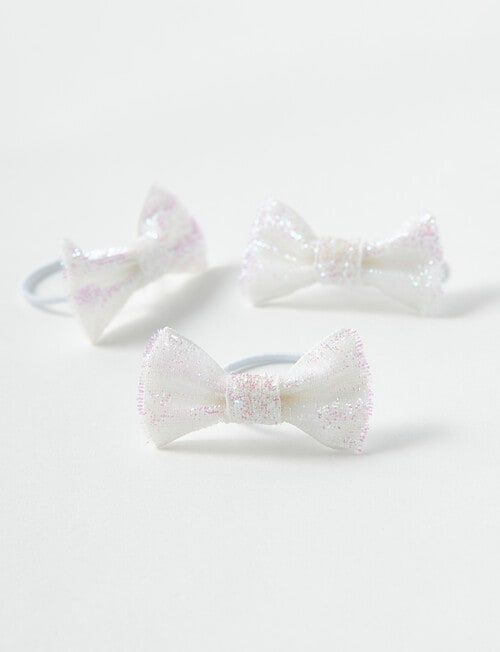 Mac & Ellie Glitter Bow Hair Tie, 3-Pack, Silver product photo View 03 L