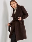 Oliver Black Cross Hatch Wrap Coat, Chocolate product photo View 03 S