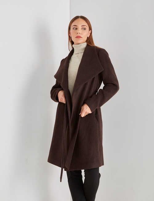 Oliver Black Cross Hatch Wrap Coat, Chocolate product photo View 05 L