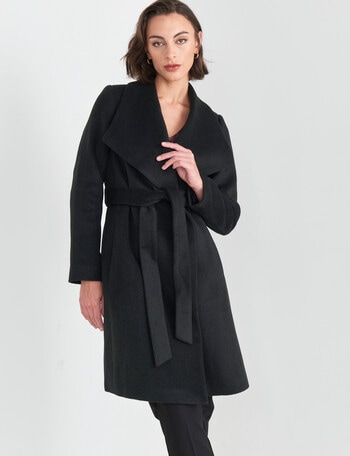 Oliver Black Cross Hatch Wrap Coat, Khaki product photo