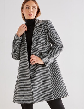 Oliver Black Houndstooth, Double Breasted Coat, Black product photo
