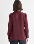 Oliver Black Long Sleeve V-Neck Dress Shirt, Burgundy product photo View 02 S
