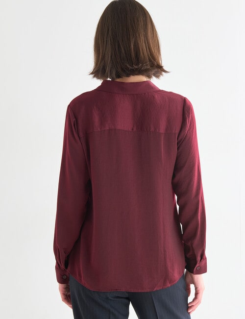 Oliver Black Long Sleeve V-Neck Dress Shirt, Burgundy product photo View 02 L