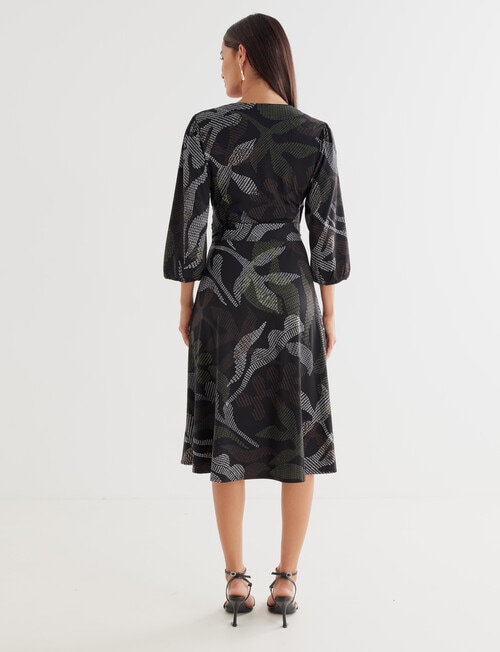 Oliver Black Multi Print Half Sleeve Wrap Dress, Black product photo View 02 L