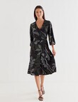 Oliver Black Multi Print Half Sleeve Wrap Dress, Black product photo View 03 S