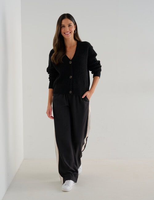 Whistle Rib Cardigan, Black product photo View 03 L