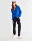 Whistle Long Sleeve Button Front Rib Cardi, Blue product photo View 03 S