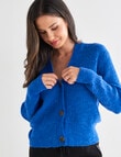 Whistle Long Sleeve Button Front Rib Cardi, Blue product photo View 04 S