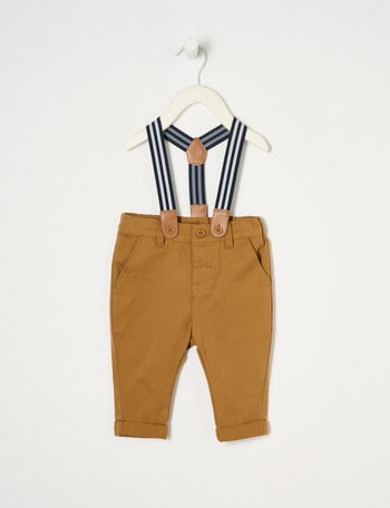 Teeny Weeny All Dressed Up Pant with Braces, Tan product photo