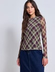 Mineral Mia Mesh Print Top, Purple & Green product photo View 05 S