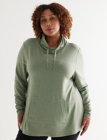 Studio Curve Supersoft Funnel Sweatshirt, Green Marle product photo