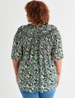 Studio Curve Ditsy Flutter Sleeve Frill Top, Green product photo View 02 S