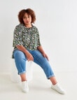 Studio Curve Ditsy Flutter Sleeve Frill Top, Green product photo View 03 S