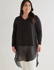 Studio Curve Layered Longline Tunic Top, Black product photo